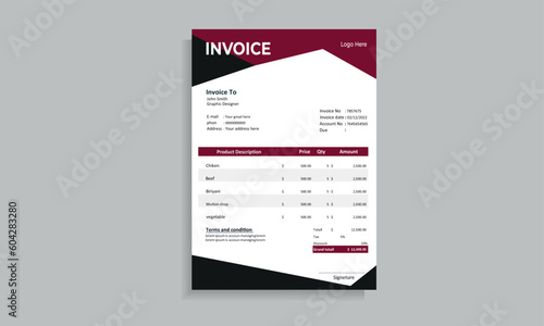 modern invoice design template for business presentation