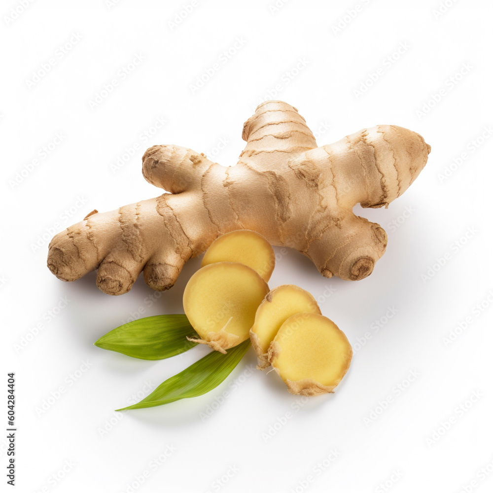 Fototapeta premium fresh ginger spice isolated image on white background