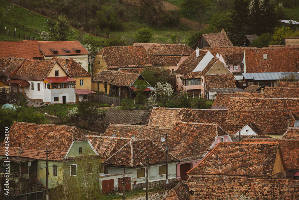 Biertan a very beautiful medieval village in Transylvania, Romania. A historical town in Romania that has preserved the Frankish and Gothic architectural style. Travel photo.