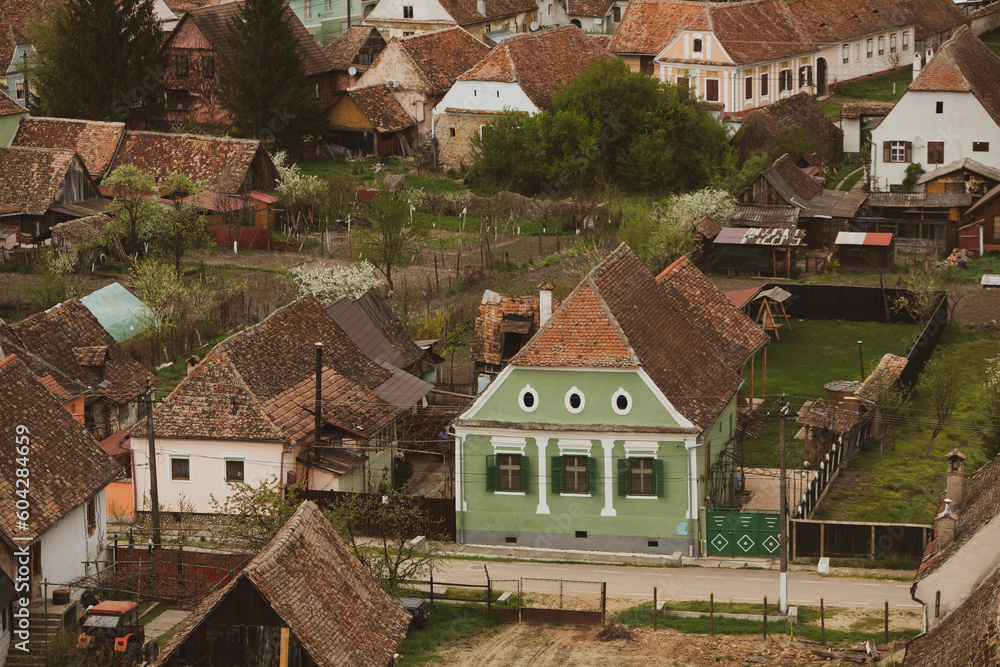 Biertan a very beautiful medieval village in Transylvania, Romania. A historical town in Romania that has preserved the Frankish and Gothic architectural style. Travel photo.