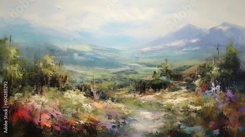 Wallpaper Mural  Impressionism style landscape painting, abstract art, digital illustration, Generative AI Torontodigital.ca