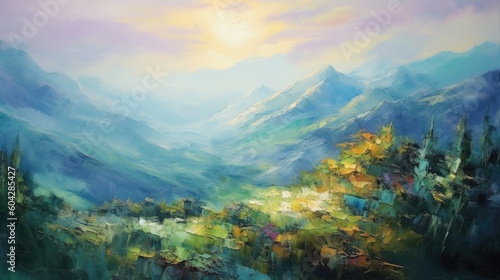  Impressionism style landscape painting, abstract art, digital illustration, Generative AI