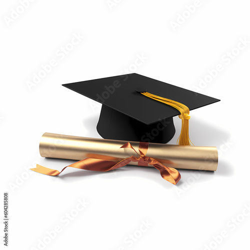 Graduation Hat and Diploma. Generative AI