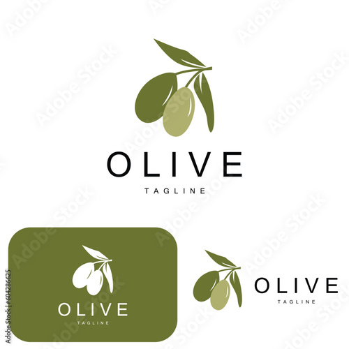 Olive Logo, Olive Oil Plant Vector, Natural Herbal Health Medicine Design, Illustration Template Icon