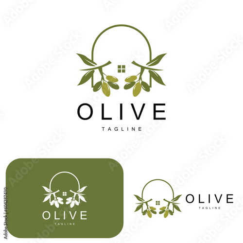 Olive Logo, Olive Oil Plant Vector, Natural Herbal Health Medicine Design, Illustration Template Icon