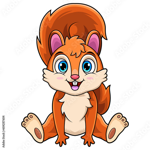 Cute baby squirrel cartoon sitting