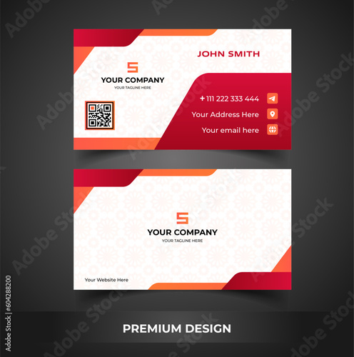 white and red gradient professional business card template with photo