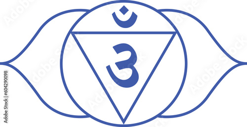 3rd eye chakra Ajna chakra icon yoga zen symbol blue minimal simple intuitive
