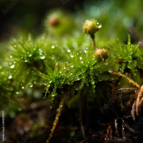 Moss with drops