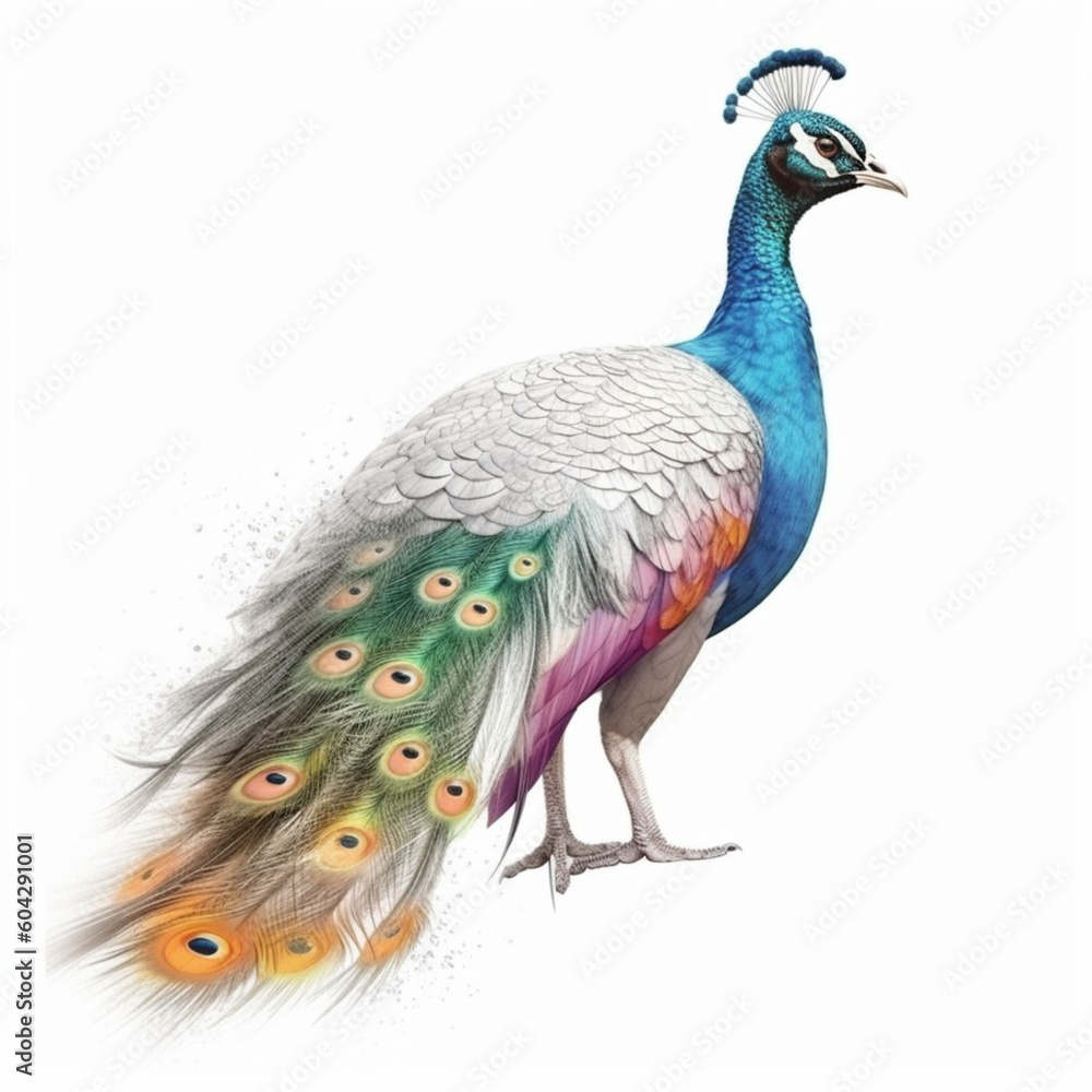 Fototapeta premium Peacock isolated on white background