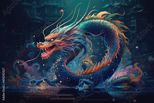 Chinese dragon, new year card, generative AI
