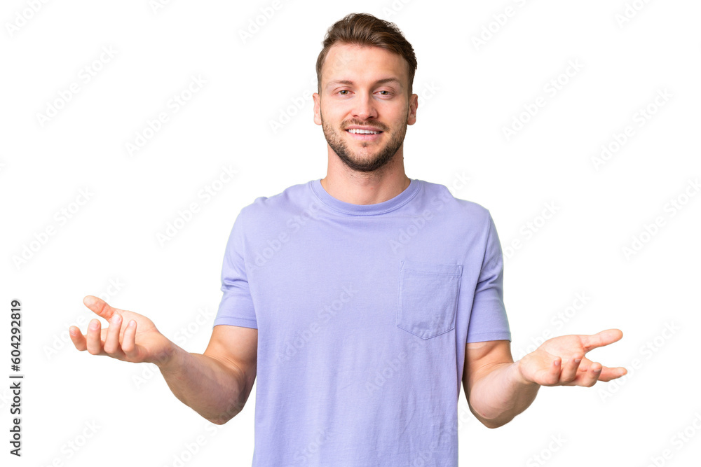Young handsome caucasian man over isolated chroma key background happy and smiling Young handsome caucasian man over isolated chroma key background happy and smiling