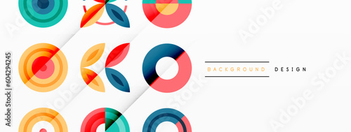 Colorful circles in a grid composition abstract background. Design for wallpaper, banner, background, landing page, wall art, invitation, prints, posters