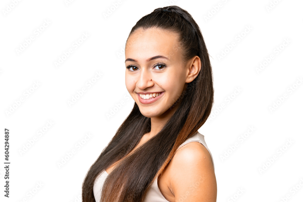 Young Arabian woman over isolated chroma key background . Portrait Young Arabian woman over isolated chroma key background . Portrait
