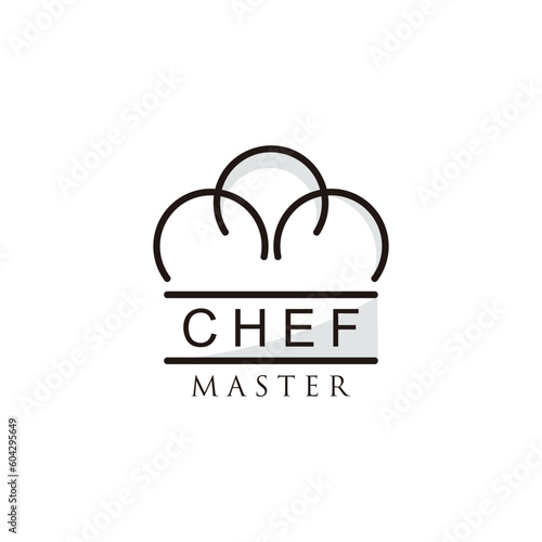 Chef logo with simple line art style design template premium vector