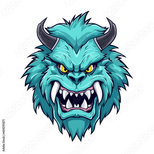 Blue Monster Face Sport Team Logo
