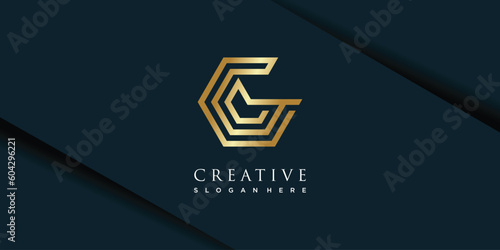 Abstract letter logo with initial G modern golden unique premium vector