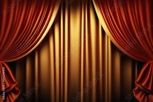 Golden Red stage curtain with arch entrance