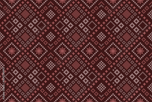 Red traditional ethnic pattern paisley flower Ikat background abstract Aztec African Indonesian Indian seamless pattern for fabric print cloth dress carpet curtains and sarong