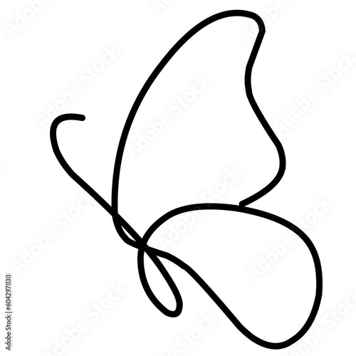 Butterfly continuous line drawing elements set isolated on white background. Vector illustration. 