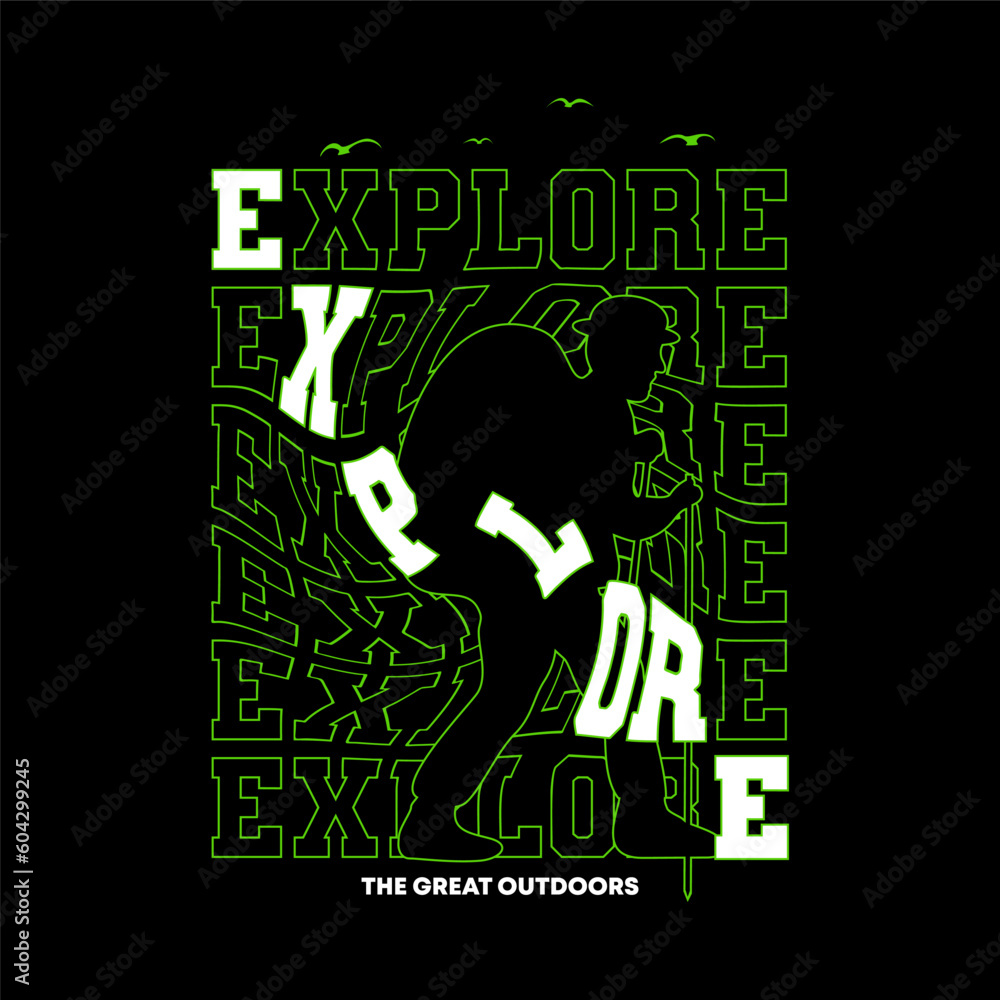explore typography t-shirt adventure design	