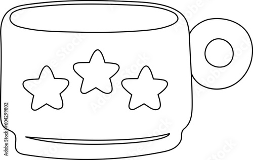 Coffee Cup Mug Cafe Drink Menu Outline Illustration
