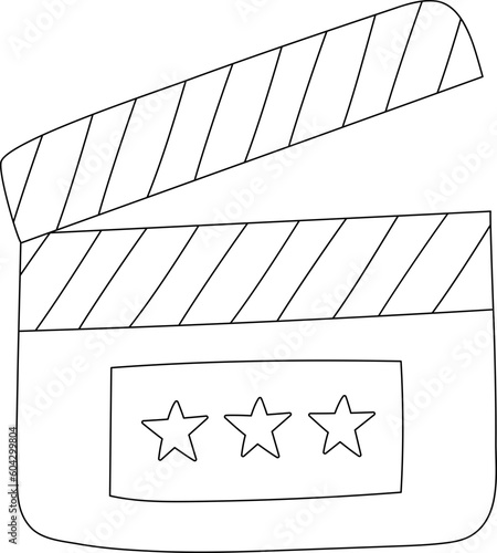 Movie Clapperboard Drawing Line Outline Illustration