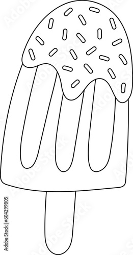 Popsicle Sweet Dessert Cafe Menu Outline Illustration