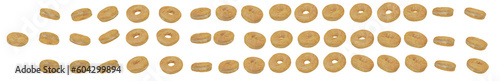50 isolated glazed donuts turn around in different positions