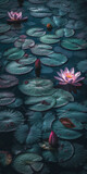 Beautiful dreamy lotus in the lotus pond at night