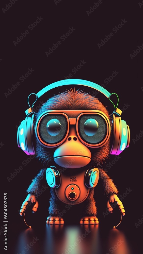 Generative  Ai, Cute musical monkey