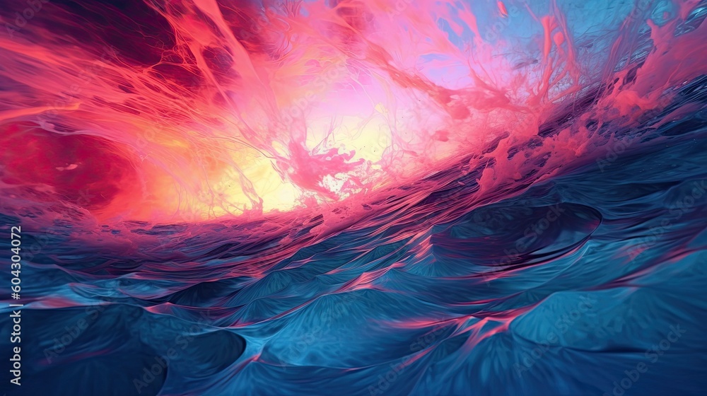 A fluid abstract background, with swirling metallic colors, photographed with a fish-eye lens at twilight, using infrared film for a surreal effect - Generative ai A fluid abstract background, with swirling metallic colors, photographed with a fish-eye lens at twilight, using infrared film for a surreal effect - Generative ai