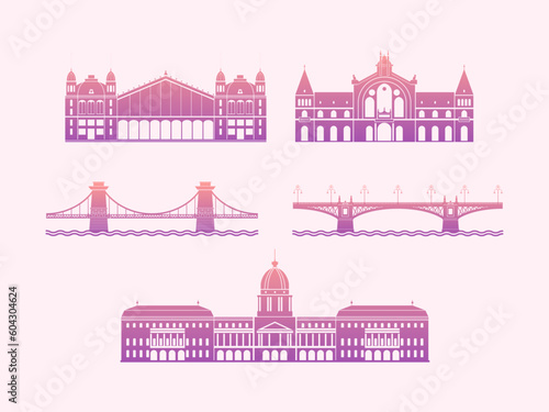 Canvas Print Budapest icons