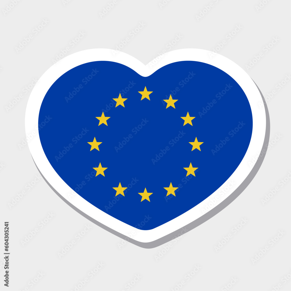 Flag of Eurounion icon. Vector heart sticker. Best for mobile apps, UI and web design. Flag of Eurounion icon. Vector heart sticker. Best for mobile apps, UI and web design.