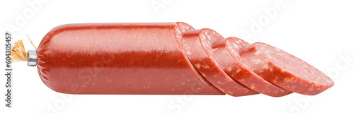 Sliced salami smoked sausage, cut out