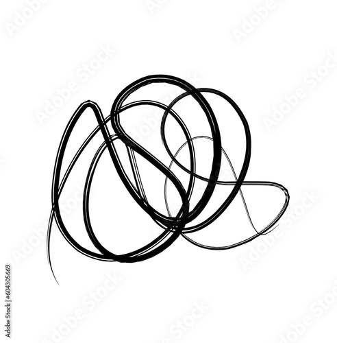Abstract vector graphics with random, scattered, oval circles. Abstract modern art like shapes. Squiggly line element.