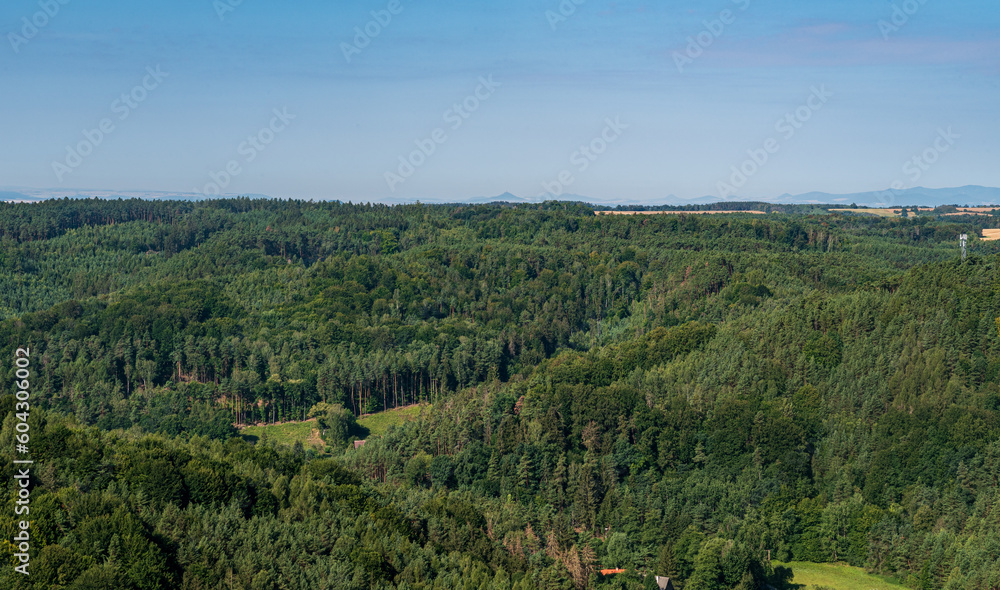 Mostly forest covered landscape of CHKO Kokorinsko - Machuv kraj in Czech republic