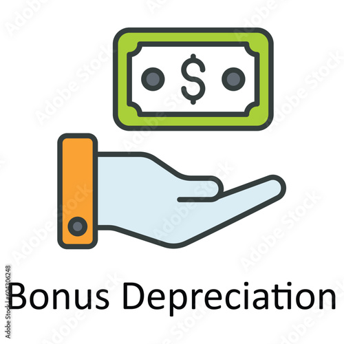 Bonus Depreciation vector  Fill  outline Icon Design illustration. Taxes Symbol on White background EPS 10 File