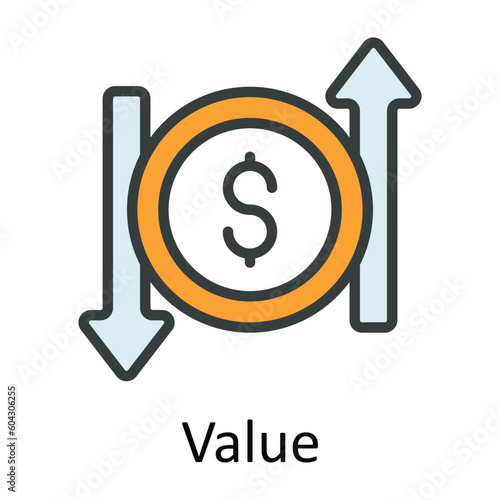 Value vector  Fill  outline Icon Design illustration. Taxes Symbol on White background EPS 10 File