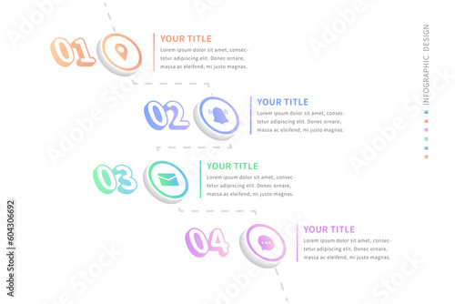 An infographic template with an icon timeline that describes the business steps