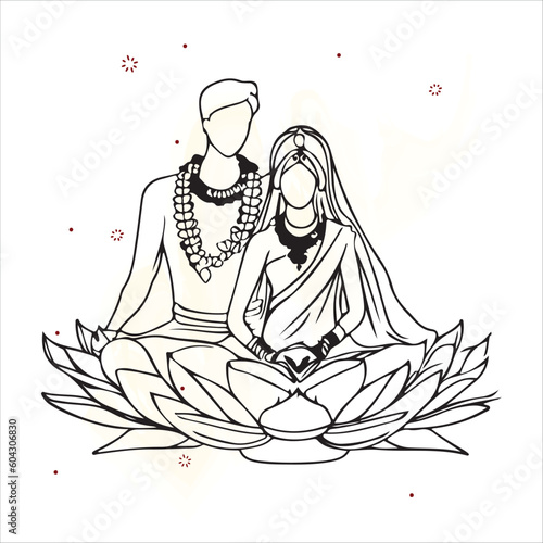 illustration of a couple in yoga position on a lotus flower 