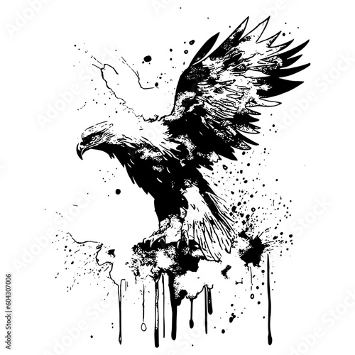 Eagle Splatter Silhouette Illustration Art Design