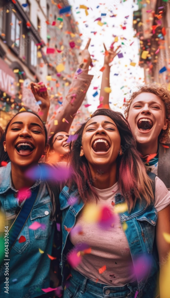 LGBT community concept celebrating the diversity at the pride month. Generative AI illustrations LGBT community concept celebrating the diversity at the pride month. Generative AI illustrations