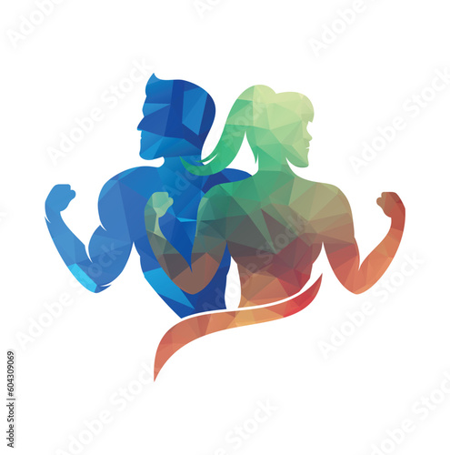 gym logo male female fitness logo design template 