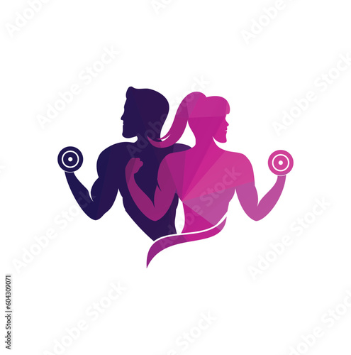gym logo male female fitness logo design template 