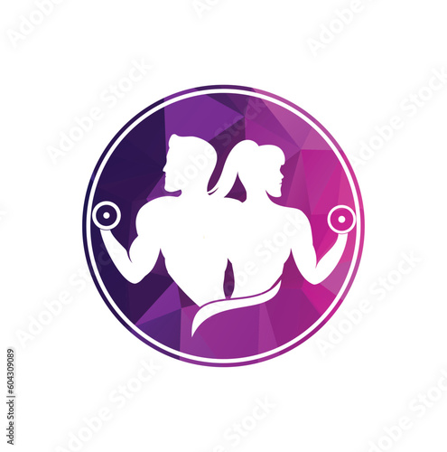 gym logo male female fitness logo design template 