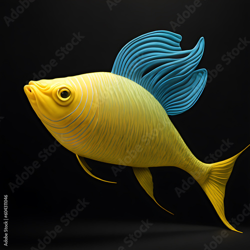 yellow color fish isolated on black
