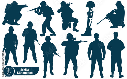Soldier or Army Silhouettes Vector illustration