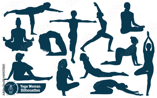 Female Doing Yoga or Yoga woman silhouettes vector