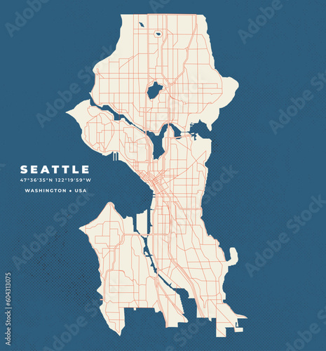 Seattle map vector poster flyer